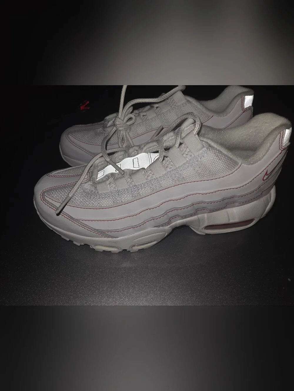 Brand New Nike Air Max 95 Sneakers Size 5Y in Light Gray with Red Accents No Box